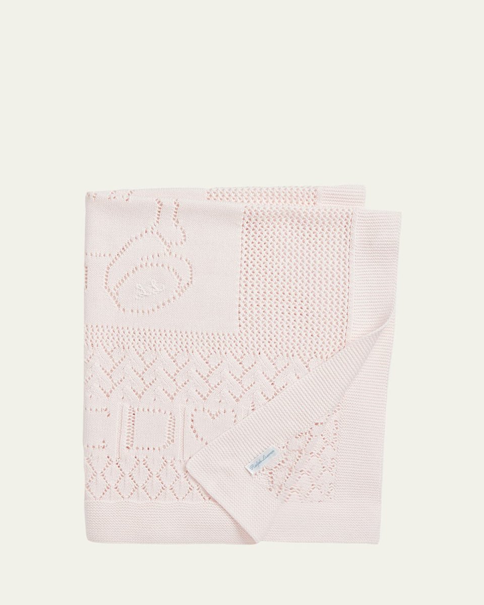 Girl's Pointelle Teddy Bear Blanket